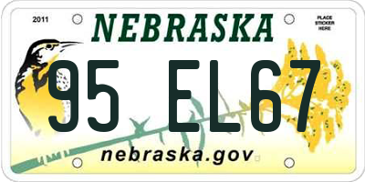 NE license plate 95EL67