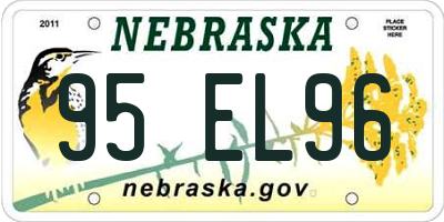 NE license plate 95EL96