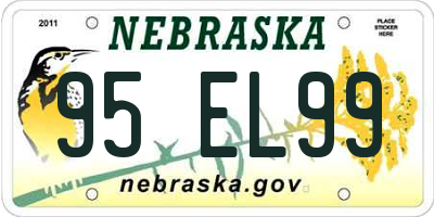 NE license plate 95EL99