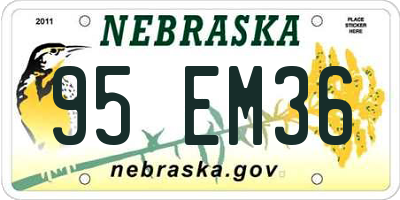 NE license plate 95EM36