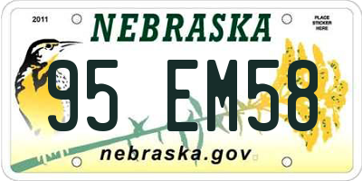 NE license plate 95EM58