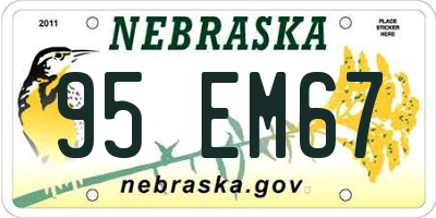 NE license plate 95EM67