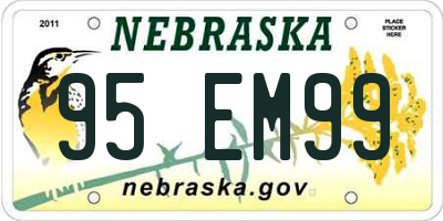 NE license plate 95EM99