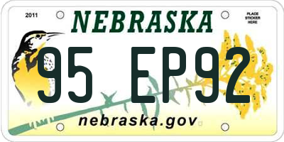 NE license plate 95EP92