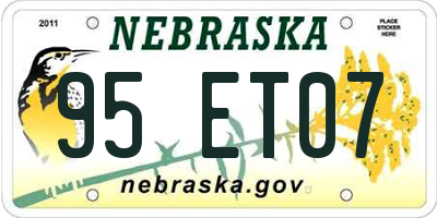 NE license plate 95ET07