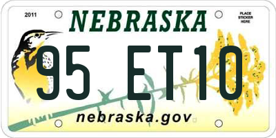 NE license plate 95ET10
