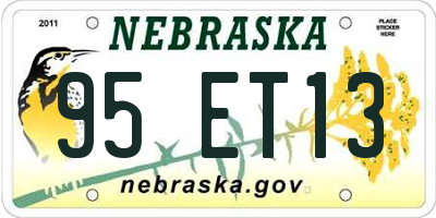 NE license plate 95ET13