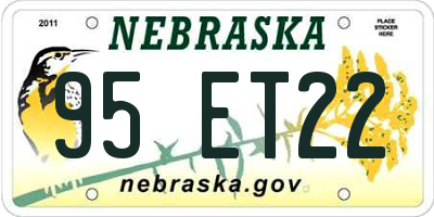 NE license plate 95ET22