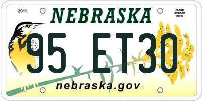 NE license plate 95ET30
