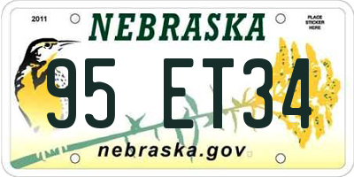 NE license plate 95ET34