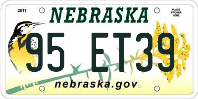 NE license plate 95ET39