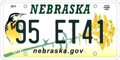 NE license plate 95ET41