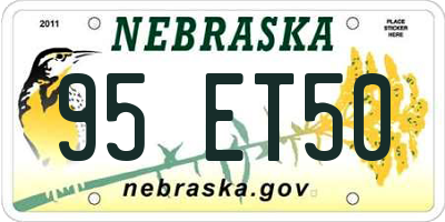 NE license plate 95ET50