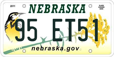 NE license plate 95ET51