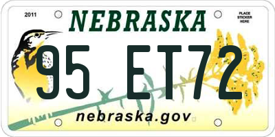 NE license plate 95ET72