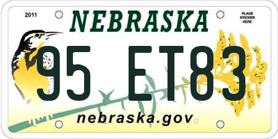 NE license plate 95ET83