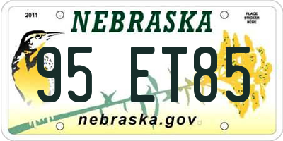 NE license plate 95ET85