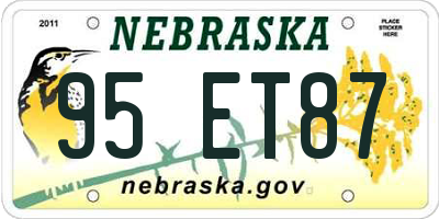 NE license plate 95ET87