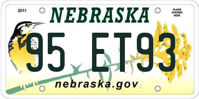 NE license plate 95ET93