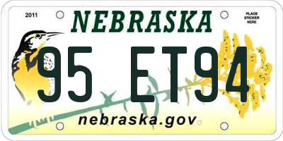 NE license plate 95ET94