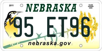 NE license plate 95ET96
