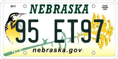 NE license plate 95ET97