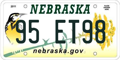 NE license plate 95ET98