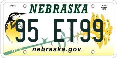 NE license plate 95ET99