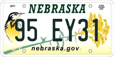 NE license plate 95EY31