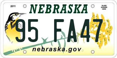 NE license plate 95FA47
