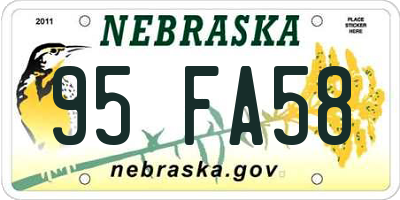 NE license plate 95FA58