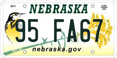 NE license plate 95FA67