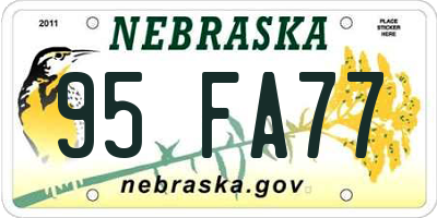 NE license plate 95FA77