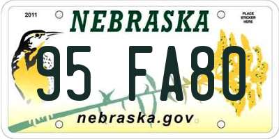NE license plate 95FA80