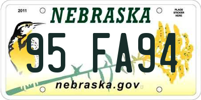 NE license plate 95FA94