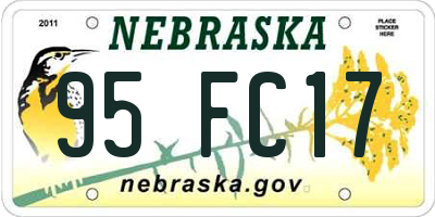 NE license plate 95FC17
