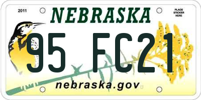 NE license plate 95FC21