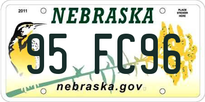 NE license plate 95FC96