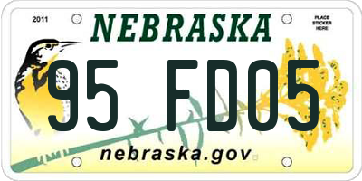 NE license plate 95FD05