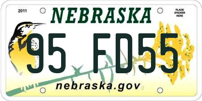 NE license plate 95FD55