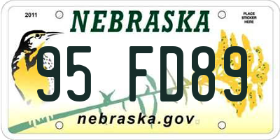 NE license plate 95FD89