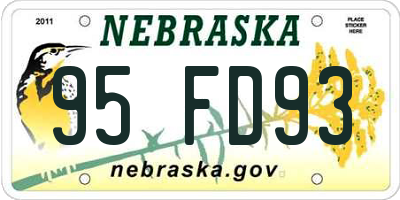 NE license plate 95FD93