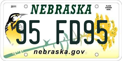 NE license plate 95FD95