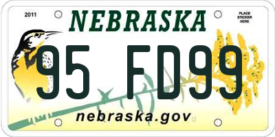 NE license plate 95FD99