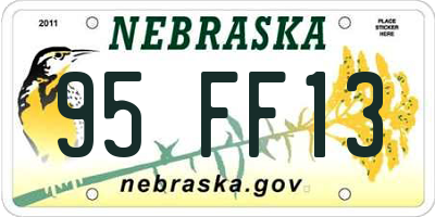 NE license plate 95FF13
