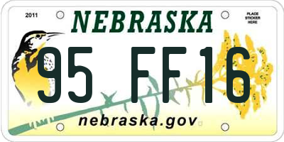 NE license plate 95FF16