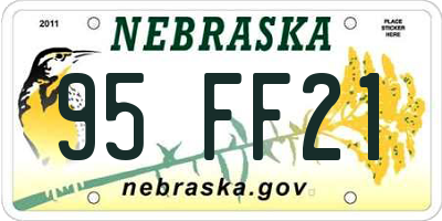 NE license plate 95FF21