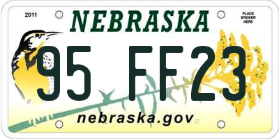 NE license plate 95FF23