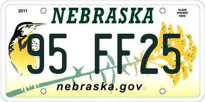 NE license plate 95FF25