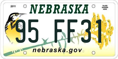 NE license plate 95FF31